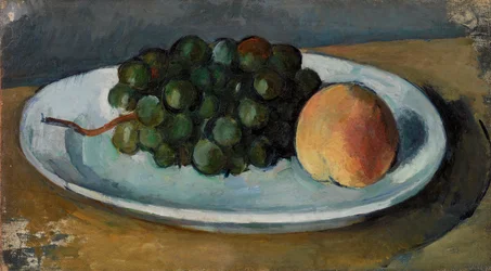 Grapes and Peach on a Plate, 1877-79